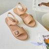 Sandal 2p mũi tròn bảng ngang lệch phối khóa cài hậu xé dán - S2-58007