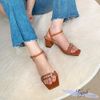 Sandal 5p gót trụ mũi vuông bảng ngang phối khóa ngang - MS: S5-23033