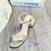 Sandal 5p gót vuông mũi vuông đính nơ - MS: S5-22015