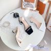 Sandal 7p gót trụ tròn nhỏ mũi vuông bảng ngang hậu dây cột chiến binh - MS: S7-66001