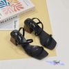 Sandal 5p gót vân gỗ mũi vuông quai ngang mảnh chéo dây - MS: S5-10006