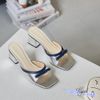 Guốc 5p gót vuông mũi vuông quai viền phối nơ - MS: G5-23022