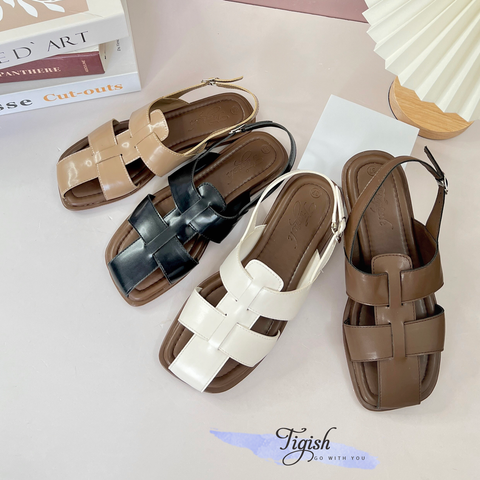  Sandal xẹp mũi vuông 2 quai đan - MS: SX-25067 