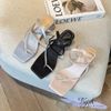 Sandal 4p gót lép mũi vuông xỏ ngón quai đính đá - MS: S4-22001