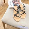 Sandal mũi tròn 2 quai mảnh chéo lệch hậu thun - MS: SX-25048