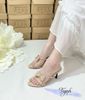Guốc 7p gót hoa mũi tròn 3 quai mảnh ngang chéo gắn nơ - MS: G7-23012