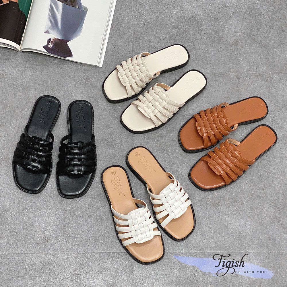 Dép xẹp mũi vuông quai đan rọ hở mũi - MS: DX-25088