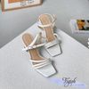 Sandal 7p gót vuông nhỏ mũi vuông 3 quai chéo lệch - MS: S7-23028