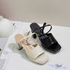 Sandal 7p gót trụ đúp mũi vuông bảng ngang bự -  MS: S7-23025