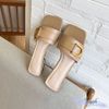 Guốc 2p gót vuông viền đồng mũi vuông bảng ngang phối khóa - MS: G2-64007