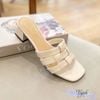 Guốc 5p gót vuông xéo mũi vuông bảng ngang 3 dây đan - MS: G5-22011