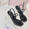 Sandal 10p gót mika mũi tròn 2 quai ngang nối hậu - MS: S10-23015