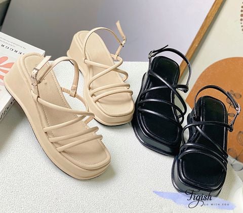  Sandal 5p mũi vuông 2 quai ngang chéo mảnh - MS: S5-70001 
