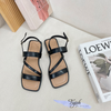 Sandal xẹp mũi vuông 2 quai ngang chéo talong may chỉ - MS: SX-25065