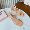 Sandal 7p gót lép mũi vuông quai ngang chéo - MS: S7-26030