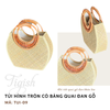 Túi hình tròn cỏ bàng quai đan gỗ - TUI09