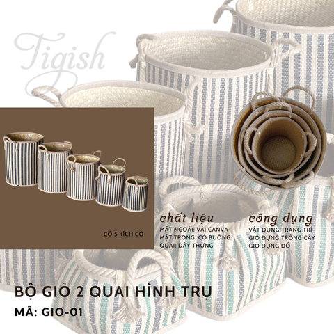  Bộ giỏ đựng đồ hai quai hình trụ - GIO01 