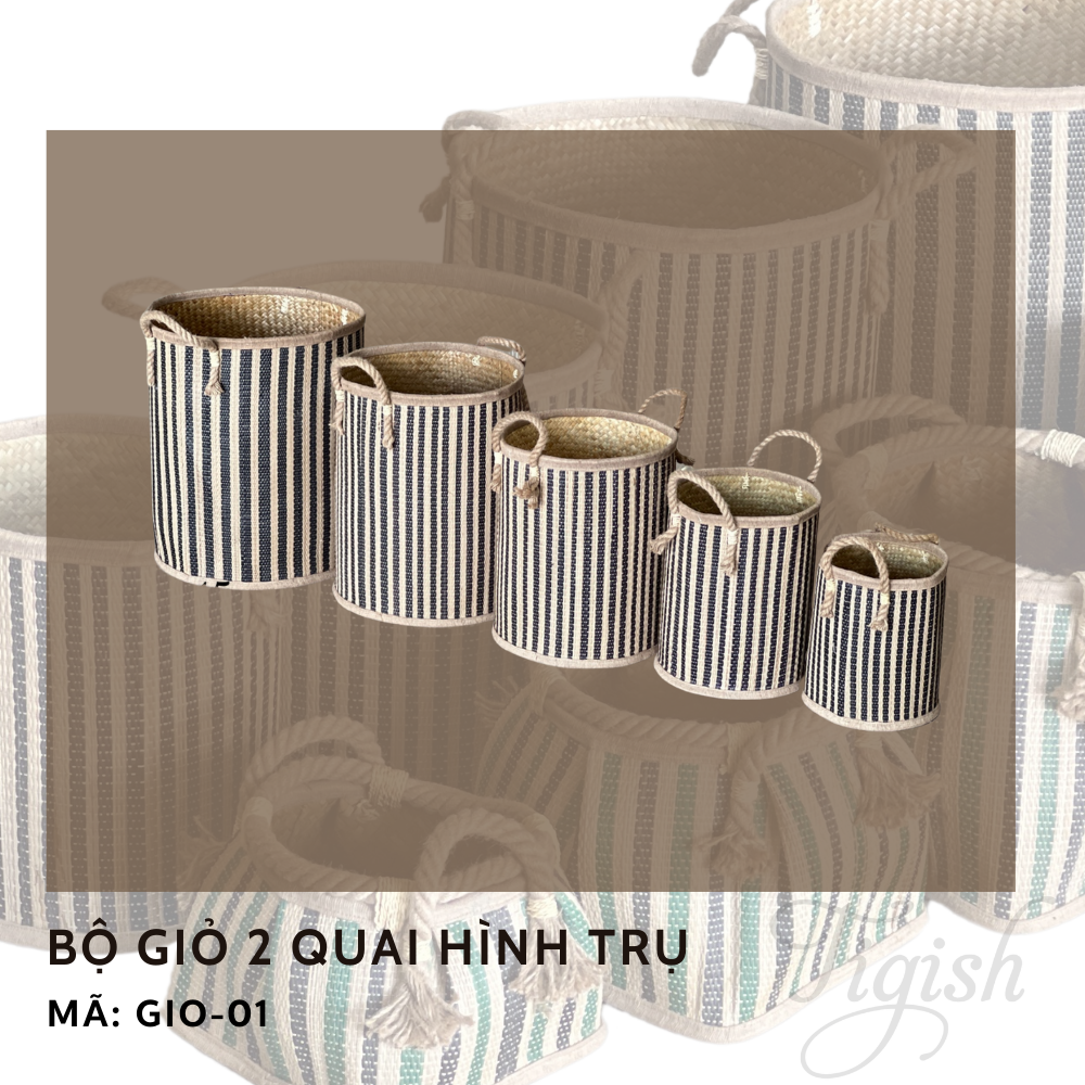 Bộ giỏ đựng đồ hai quai hình trụ - GIO01