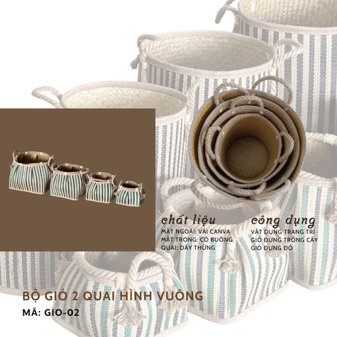  Bộ giỏ đựng đồ hai quai hình trụ - GIO02 