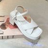 Sandal 8p gót trụ mũi vuông 2 quai chéo may chỉ -  MS: S8-58002
