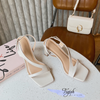 Sandal 7p gót lép mũi vuông quai ngang chéo - MS: S7-26030