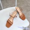 Sandal 7p gót mika mũi vuông 2 quai ngang mảnh nối eo - MS: S7-23015