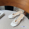 Sandal 5p gót vuông mũi vuông 8 dây mảnh nối hậu - MS: S5-06030