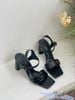 Sandal 7p gót trụ mũi vuông quai ngang phối khóa vuông - MS: S7-75004