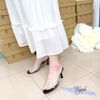 Guốc 7p gót vuông nhỏ mũi tròn quai mika khuyết giữa gắn đá - MS: G7-10005