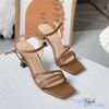 Sandal 7p gót vuông nhỏ mũi vuông 3 quai chéo lệch - MS: S7-23028