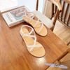 Sandal mũi tròn 2 quai mảnh chéo lệch hậu thun - MS: SX-25048