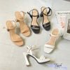 Sandal 10p gót vuông mũi vuông đúp mũi quai ngang - MS: S10-23018