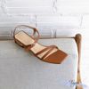 Sandal 2p gót vuông viền đồng mũi vuông 2 quai mảnh ngang chéo - MS: S2-22002