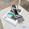 Sandal 8p gót trụ mũi vuông 2 quai ngang mảnh bọc vải - MS: S8-23014