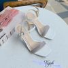 Sandal 8p gót mika mũi vuông quai ngang đính đá - MS: S8-23015