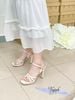 Sandal 10 gót trụ mũi vuông nhỏ đúp mũi 3 quai mảnh đan - MS: S10-23019