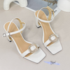 Sandal 8p gót trụ mũi vuông quai ngang khóa đá -  MS: S8- 23019