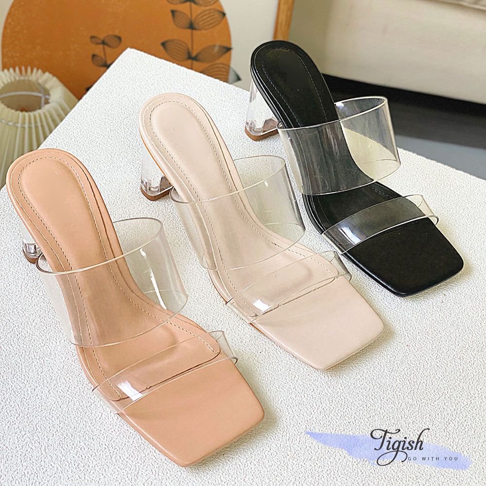 Guốc 7p gót mika mũi vuông 2 quai ngang mika - MS: G7-75004