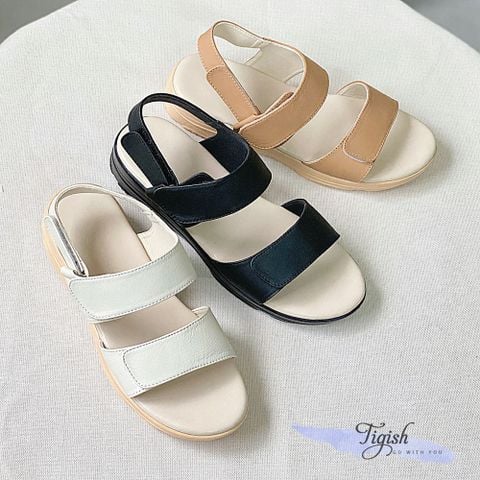  Sandal 3p da đế đúc mũi tròn 2 quai ngang xé dán - MS: S3-10002 