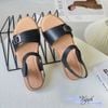 Sandal 2p mũi tròn bảng ngang lệch phối khóa cài hậu xé dán - S2-58007
