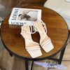 Sandal 9p gót tam giác mũi vuông quai ngang nhỏ hậu trước đan chéo - MS: S9-26004
