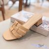Guốc 5p gót vuông xéo mũi vuông bảng ngang 3 dây đan - MS: G5-22011