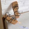 Sandal mũi vuông xỏ ngón 2 quai mảnh gút chéo- MS: SX-25046