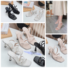 Sandal 9p gót nhọn mũi vuông 2 quai chéo mảnh phối khóa hậu - MS: S9-79001