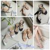 Sandal 10p gót trụ mũi tròn quai ngang chéo đính đá - MS: S10-23011