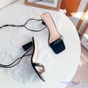 Sandal 7p gót trụ tròn nhỏ mũi vuông bảng ngang hậu dây cột chiến binh - MS: S7-66001