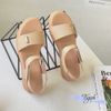 Sandal 2p mũi tròn bảng ngang lệch phối khóa hậu xé dán - S2-58006