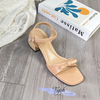 Sandal 5p gót vuông mũi vuông đính nơ - MS: S5-22015