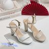 Sandal 10p gót trụ mũi tròn quai ngang - S10-23016