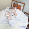 Sandal 10p gót vuông xéo mũi vuông bảng ngang may chỉ giữa - MS: S10-65002